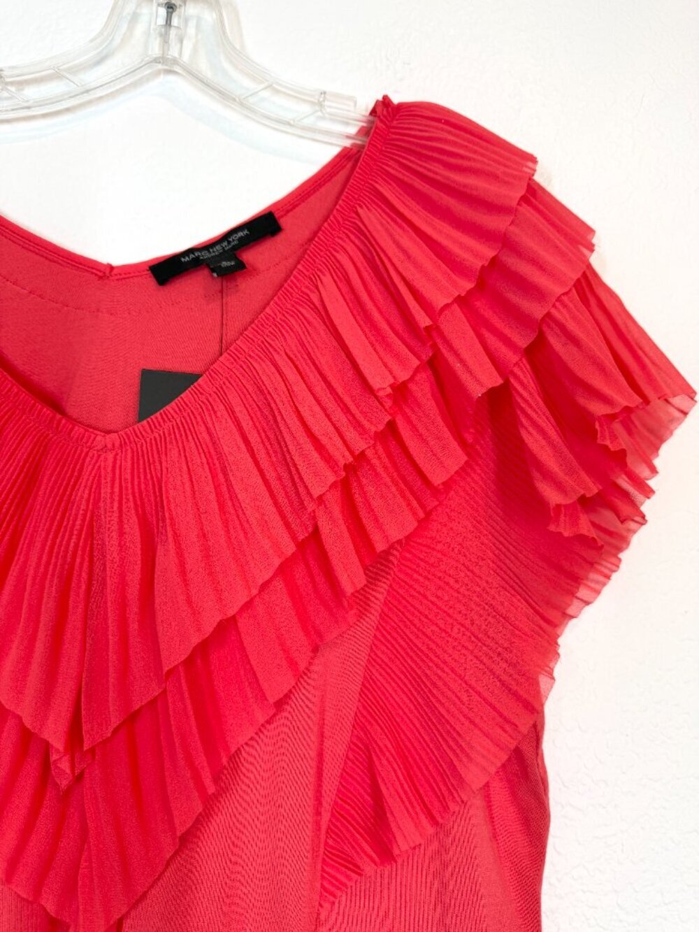 Orange Red Ruffle Blouse Ruffle Top Feminine Flowy Summer Shirt Large - Picture 4 of 9